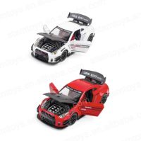 HTF Hot 1:24 GTR, modelo de coche de aleación de fundición con sonido de aerosol y batería AAA alcalina ligera, juguete fundido a presión para niños