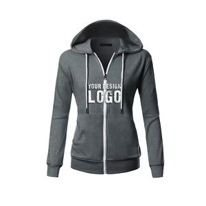 Cardigan à capuche pour femme, style décontracté, à cordon de serrage, fermeture éclair intégrale, coupe ajustée, couleur unie, manches longues, vente en gros OEM - Product Image 3