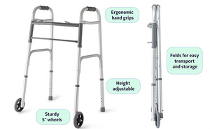 MSMT portátil 1,2mm aleación de aluminio plegable Walker máquina ancianos discapacitados paciente Rollator con ruedas equipo para discapacitados - Product Image 2