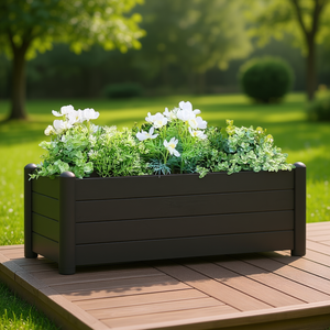 Jardinière surélevée en PP 39,4 x 16,9 x 13,8 pouces, pots à fleurs, jardinières rectangulaires, design moderne pour utilisation en extérieur - Product Image 2