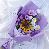 Lot de fleurs artificielles en gros pour mariage : roses à tige, tulipes, bouquets tricotés, fleurs au crochet faites à la main pour la Saint-Valentin
