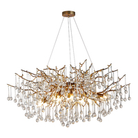 Lustre moderne en cristal grands lustres de luxe en or pour villa salon lampe goutte d'eau