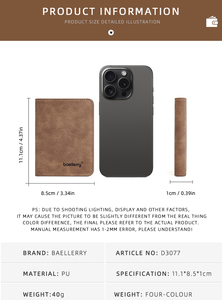 <span class=keywords><strong>Portafoglio</strong></span> Corto da Uomo BAELLERRY in Pelle PU Vintage con Portamonete e Porta Carte di Credito Personalizzabile con Logo - Product Image 3