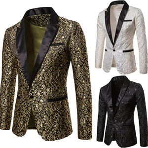 Costume de mariage <span class=keywords><strong>bleu</strong></span> <span class=keywords><strong>marine</strong></span> à motif floral en laine peignée respirante avec fermeture éclair pour <span class=keywords><strong>homme</strong></span>, coupe ajustée, <span class=keywords><strong>blazer</strong></span> de marié à simple boutonnage - Product Image 3