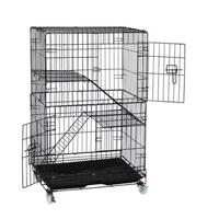 Nouvelles cages pour animaux de compagnie en métal robuste empilables à 3 niveaux avec plateau en plastique et roulettes