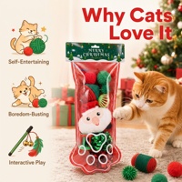 Nouvel ensemble de jouets pour chat de Noël d'Amazon, jouets en peluche pour chat anti-ennui et auto-entretenants, motif Père Noël, matériau polyester