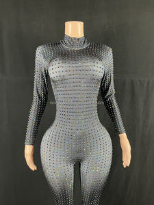 Novance женские комбинезоны 2022, Женский сексуальный прозрачный облегающий клубный комбинезон со стразами, вечерний комбинезон - Product Image 5