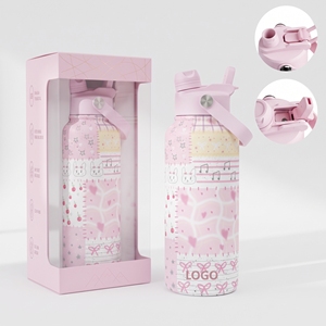 2-in-1 Straw and Spout Lid Water Bottle 32/24/oz Custom Logo Stainless Steel Vacuum Insulated Leak Proof BPA Free Sports Travel - Product Image 1