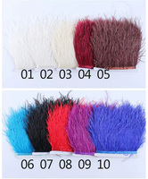 Doux et moelleux 8-10cm blanc carnaval plumes d'autruche frange dentelle vêtements or à vendre