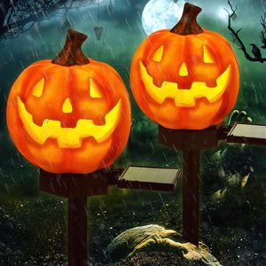 Solar Powered Resin <b>Pumpkin</b> Lantern Halloween Yard <b>Light</b> Outdoor Garden Decor - Product Image 1