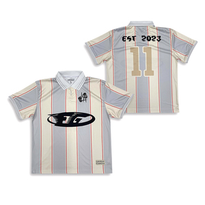 Maglia da <span class=keywords><strong>Calcio</strong></span> Personalizzata Stile Streetwear con Stampa a Sublimazione e Logo Ricamato Polo Sportiva Vintage - Product Image 1