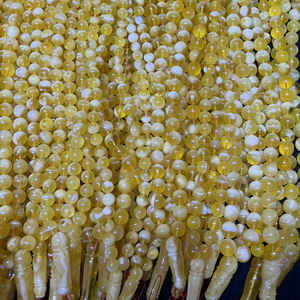 Bijoux en ambre naturel Russie <span class=keywords><strong>baltique</strong></span> Perles rondes blanches et transparentes de haute qualité Perles de prière musulmanes complètes avec imams 10-14 - Product Image 6