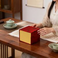 Boîte cadeau en carton écologique personnalisée, motif rouge, en papier rigide, avec insert en velours pour articles délicats