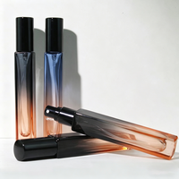 Flacon de parfum rectangulaire de luxe personnalisé 10 ml, mini flacon vide dégradé rechargeable en verre pour échantillon de parfum avec sérigraphie