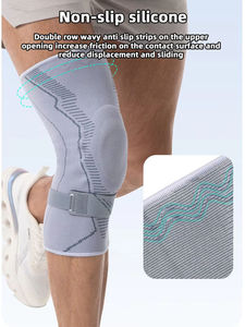 Genouillère de sport professionnelle en silicone avec stabilisateur rotulien et sangle auto-agrippante pour le soutien du ménisque et la course à pied - Product Image 3