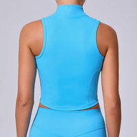 Nouveautés : Ensembles de yoga et fitness en nylon et élasthanne pour femme – Gilet de course et de yoga sans manches, respirant, séchage rapide, anti-transpiration, de luxe, avec fermeture frontale