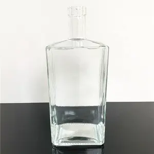 Bouteille carrée en verre de 1750ml, bouteille rectangulaire en verre, de style bohème, Scotch, whisky, Vodka, Tequila