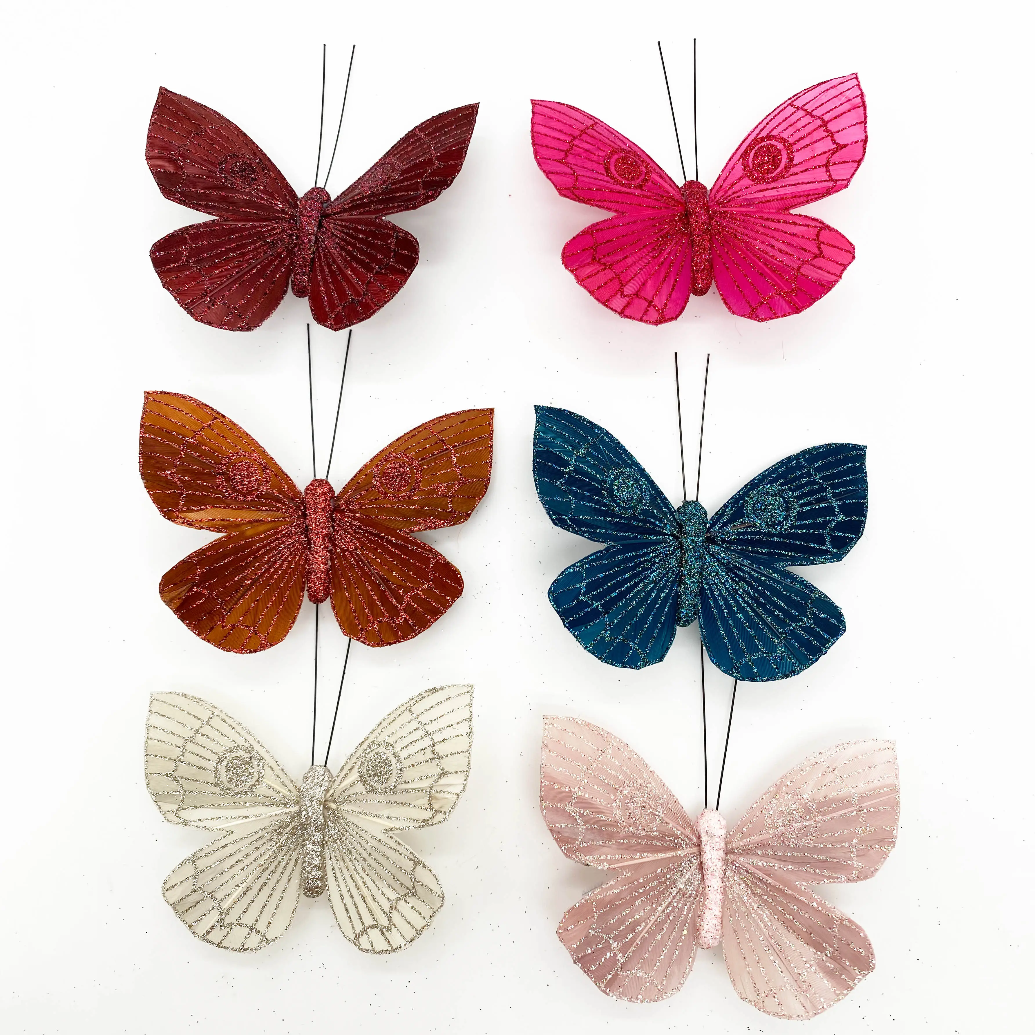 Mariposa de plumas para decoración navideña y adorno de boda mariposas artificiales multicolor ala de plumas mariposa pequeña
