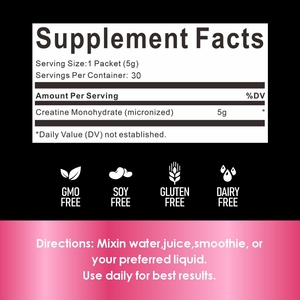 SUNI OEM, Creatina Monohidratada en Polvo de 5g y 5000mg, Paquetes de Venta al por Mayor, Etiqueta Privada OEM, Suplementos Nutricionales - Product Image 2