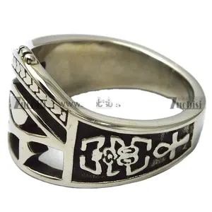 Vintage ägyptischen Schmuck Silber gravierte hohle Ammon Eye Fingerring mit Ankh Kreuz