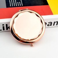 Miroir de poche double face en or rose avec grossissement 2X, miroir cosmétique personnalisé avec logo