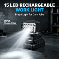 Lampe de travail rechargeable à 15 LED, projecteur LED portable sans fil pour le camping en plein air, les chantiers de construction