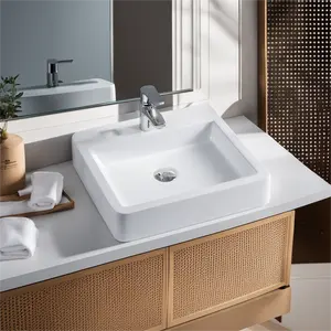 Lavabo DE ARTE rectangular de diseño nórdico para el hogar, lavabo de cerámica para manos, lavabo de encimera, lavabos de baño