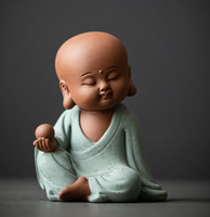 Sculpture en céramique artisanale de style zen, peinte à la main, représentant les trois saints Bouddha Guanyin Ksitigarbha, ornement chinois Feng Shui