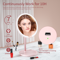 Miroir de maquillage de bureau en plastique LED personnalisé M5, simple face, température de couleur réglable, lumière rose dorée, porcelaine