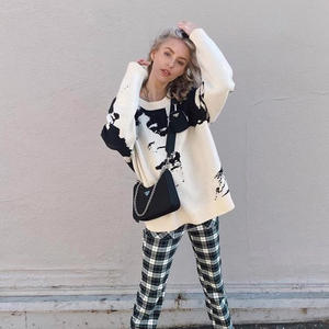 2024 motif en tricot personnalisé automne rétro tendance tricoté col rond Jacquard épais ourlet côtelé conception pull pour hommes - Product Image 2