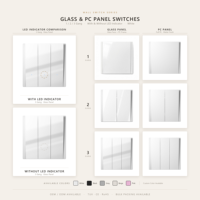 Interrupteur mural en verre brillant pour usage domestique moderne EU 16A 250V, connexion rapide des fils, gros bouton, IP20
