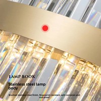 Lustre en cristal doré de luxe - Design nordique moderne, lampe halogène à trois couleurs et gradation progressive pour chambre d'hôtel, salon