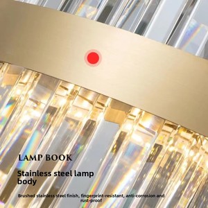 Lustre en cristal doré de luxe - Design nordique moderne, <span class=keywords><strong>lampe</strong></span> <span class=keywords><strong>halogène</strong></span> à trois couleurs et gradation progressive pour chambre d'hôtel, <span class=keywords><strong>salon</strong></span> - Product Image 3