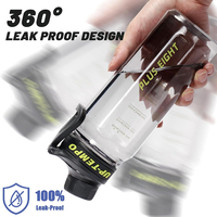 Bouteille d'eau de sport portable écologique sans BPA de 750 ml Fonwhy, anti-fuite, motivante, pour les voyages en plein air, en plastique direct