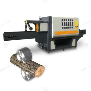 High speed woodworking sawmill multiple rip saw cutting machine for round logs