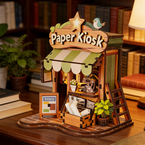 2026 Quebra-Cabeça de Madeira Y-TOP Coleção Casa em Miniatura Brinquedo Educacional Kit DIY Casa de Bonecas 3D Artesanato Decorativo com <span class=keywords><strong>LED</strong></span> Nicho de Livros - Product Image 6