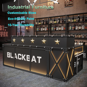 Comptoir de réception en fer en forme de X de style industriel vintage exclusif/coin du caissier pour bar à domicile et hôtel en plein air - Product Image 1