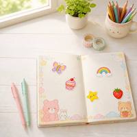 Feuilles d'autocollants transparents en PP découpés sur mesure, motifs de dessins animés mignons, pour journal, agenda, scrapbook, aquarelle, Kawaii, adorables