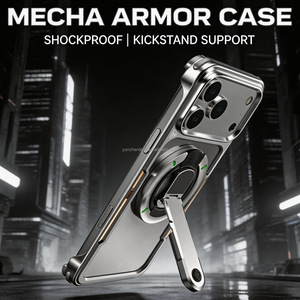 เกราะเมชา360หมุนรอบตัวสำหรับ Samsung Galaxy S26 ultra สำหรับ iPhone 17 PRO MAX เคสโทรศัพท์โลหะพร้อมขาตั้งสำหรับผู้ชายกระจายความร้อน - Product Image 3