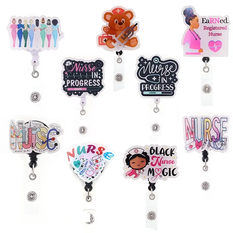 2022 New Styles Scrub Life Acrylic Badge Holder Nurse Accessories Medical Series Nursing Student Badge Reel Nurse Gifts Items