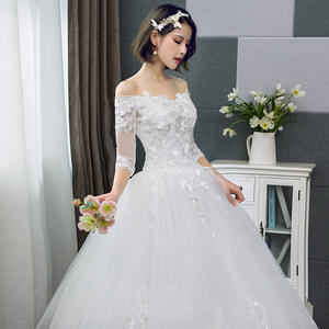 Abito da sposa <span class=keywords><strong>donna</strong></span> <span class=keywords><strong>incinta</strong></span> con spalle scoperte lungo fino al pavimento abito da sposa taglie forti - Product Image 4