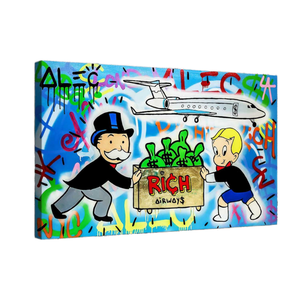 Rich Airways Nouvelle Peinture Murale Encadrée Grande Taille Style Art Déco Moderne sur Toile Noire pour Salon Chambre Décoration Intérieure - Product Image 1