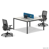 Table de bureau commerciale, meuble avec cadre métallique, pieds en bois, pour 2 personnes, offre spéciale, Offre Spéciale
