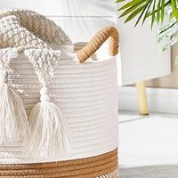 Grand panier en corde de coton tissé pour linge de bébé panier pliable pour couverture de salon organisation pour le stockage des vêtements