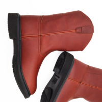 Sepatu Chukka Kulit Sapi Coklat Berkualitas Tinggi Anti Air Pria dengan Sol Goodyear, Anti Selip, Tinggi Mata Kaki, Model Western dengan Sol Karet Platform