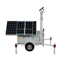 Torre de Luz Móvil LED Solar DC con Remolque, Cámara CCTV, Batería de Respaldo y Sistema de Monitoreo Remoto para Iluminación de Seguridad en Sitios
