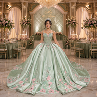 Robe de soirée formelle Jancember 8568, magnifique robe de bal sans bretelles, couleur vert sauge, corset cœur, appliques florales