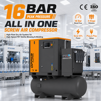 Kompresor Udara Sekrup All in One 4-in-1 OPPAIR OPA-15PV/16 11kW 15HP PM VSD 16 Bar 500L Tangki Pengering Filter untuk Pembuatan Botol PET