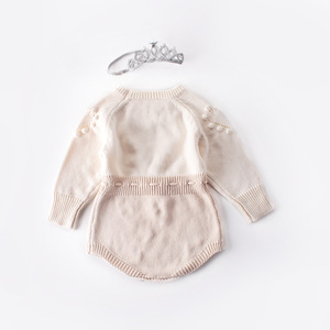 Combinaison en coton pour bébé fille, tenue d'automne-hiver, vêtements pour nouveau-né, adorable combinaison à bretelles en tricot - Product Image 3