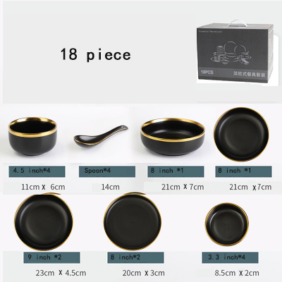 juego negro de 18 piezas